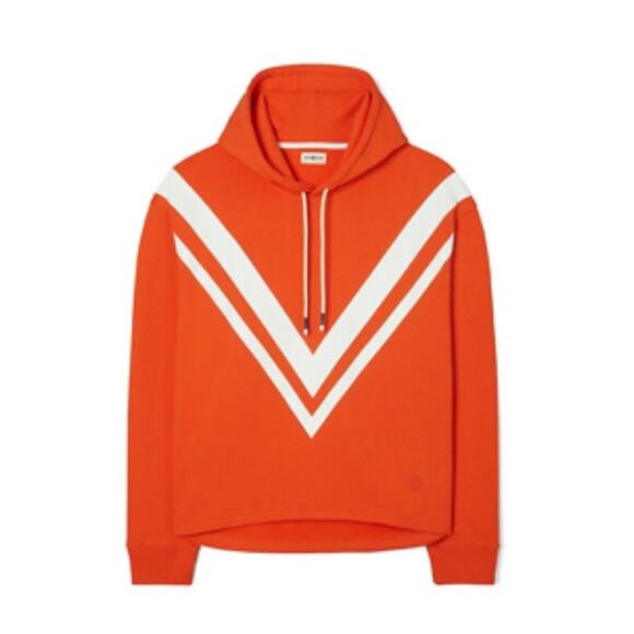 Tory Sport French Terry Chevron Hoodie Sweatshirt Orange Size Small Active - Picture 2 of 13